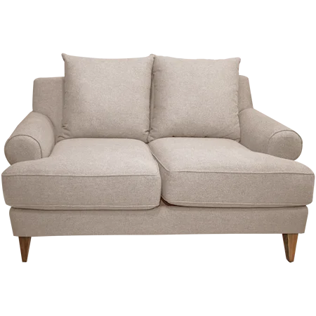 Transitional Loveseat with Tapered Wood Legs