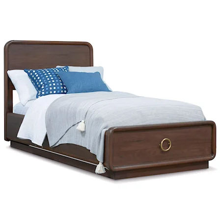 Modern Twin Storage Bed in Walnut Finish
