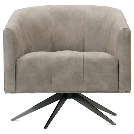 Contemporary Barrel Swivel Chair with Metal Base