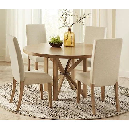 Transitional 5-Piece Table and Chair Set with Solid Wood Table Top