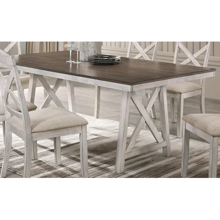 Farmhouse Dining Table with Rectangular Wood Top