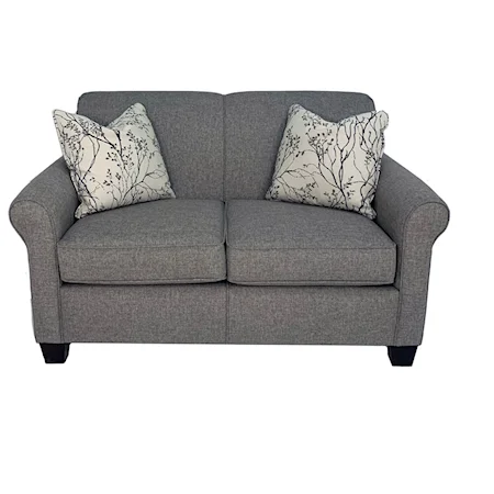 Transitional Loveseat with Rolled Arms