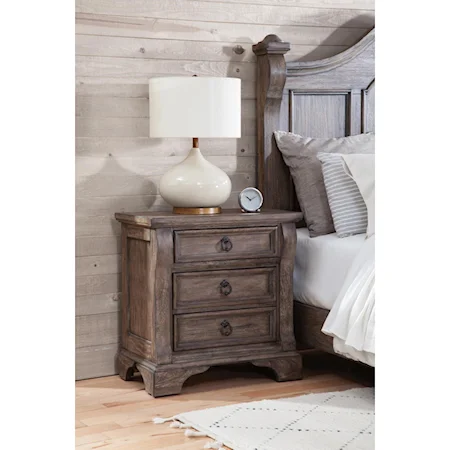 Traditional Three Drawer Nightstand with Felt-Lined Drawer