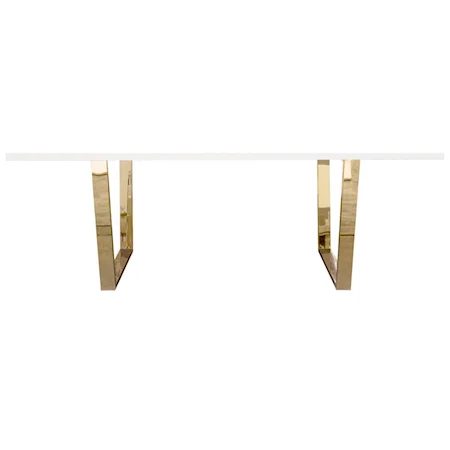 Contemporary Rectangular Dining Table with White Lacquer Top