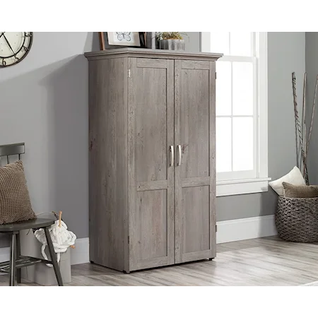 Transitional 2-Door Craft Armoire with Drop Leaf Extension and Power Outlets