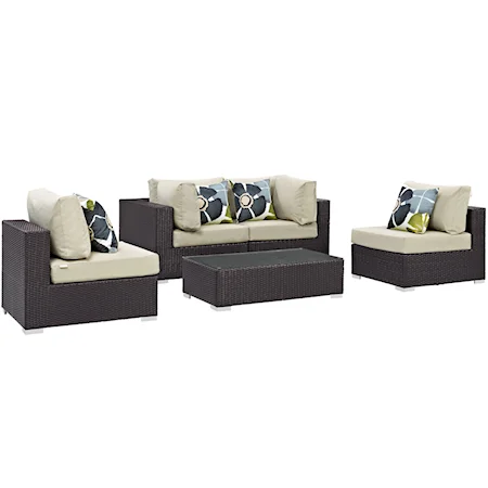 5 Piece Outdoor Patio Sectional Set