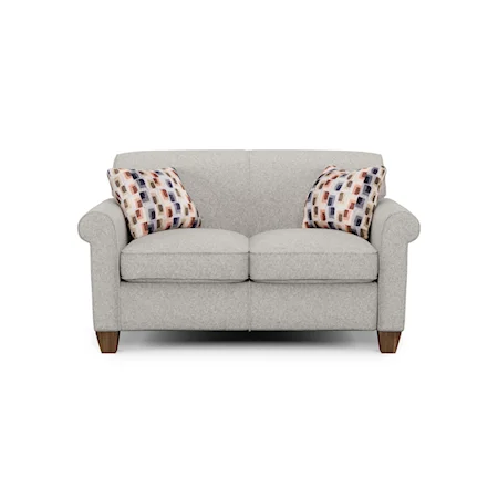 Transitional Loveseat with Rolled Arms