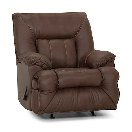 Casual Manual Rocker Recliner with Pillow Arms