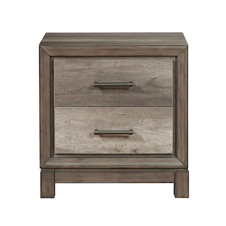 Transitional Nightstand with 2 Drawers and USB Port