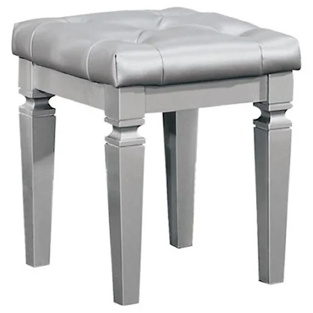 Vanity Stool with Crystal Button Tufting