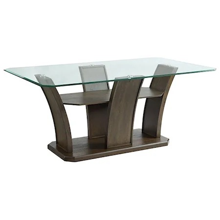 Contemporary Rectangle Dining Table with Glass Top