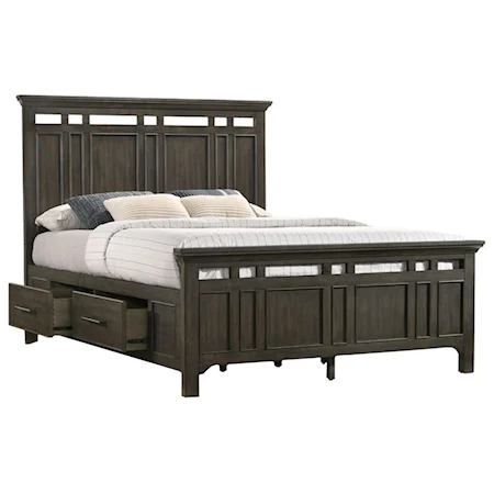 Contemporary Queen Panel Bed with Storage Drawers