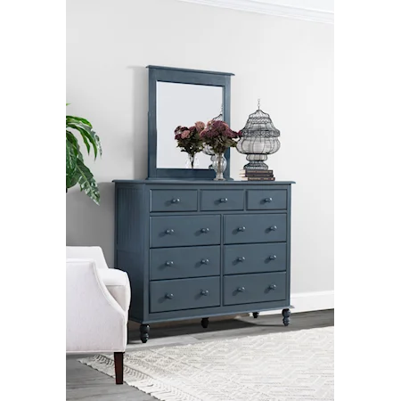 Cottage 9-Drawer Dresser & Mirror