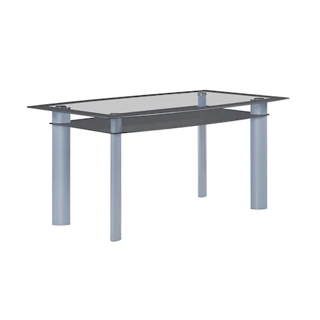 Contemporary Dining Table with Glass Top and Shelf