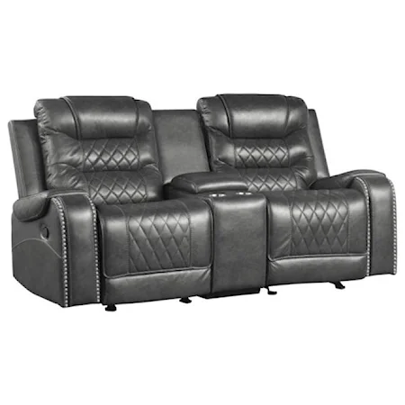 Double Glider Reclining Loveseat with Center Console and USB Ports