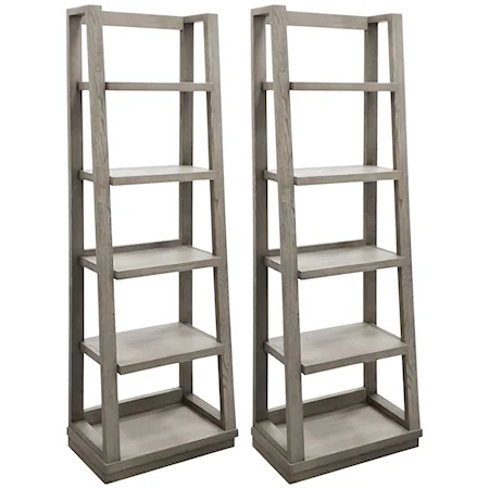 Contemporary Pair of Angled Bookcase Piers