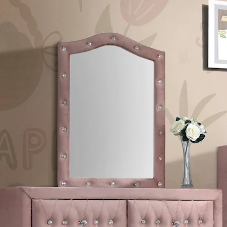 Glam Style Dresser Mirror with Tufting