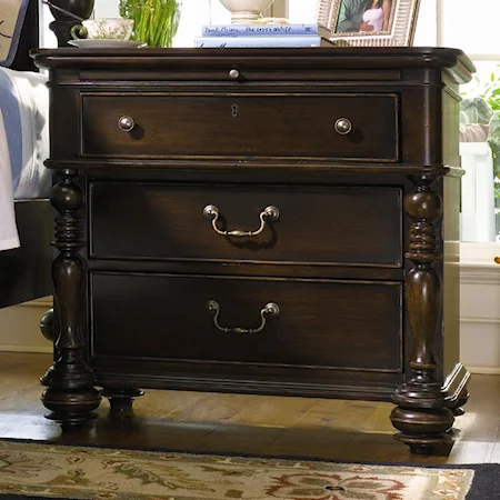Drawer Nightstand with Pull-Out Shelf, Jewelry Tray, and Charging Station