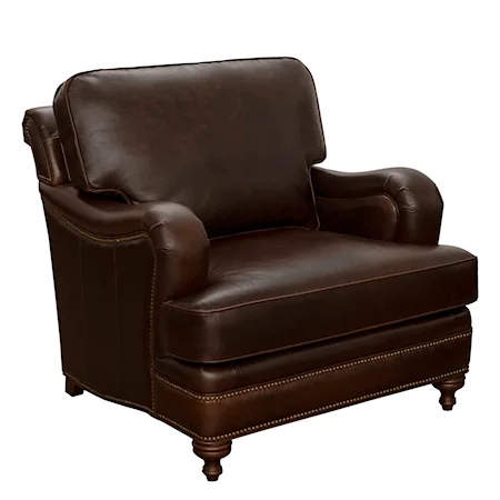 Traditional Leather Chair with Nailheads