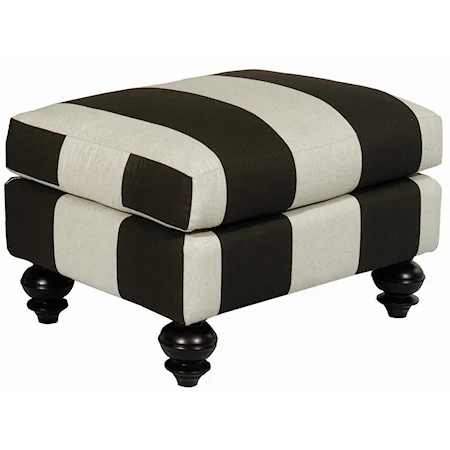 Upholstered Ottoman with Turned Legs