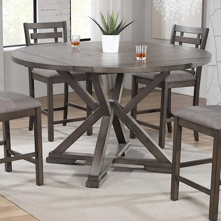 Counter Height 60" Round Tall Table w/ Lazy Susan and Drop Leaves