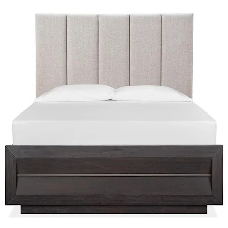 Queen Upholstered Bed with Channel Tufted Headboard