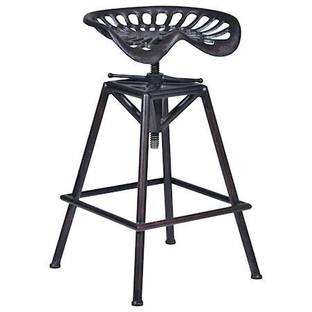 Adjustable Swivel Barstool in Industrial Copper Metal Finish