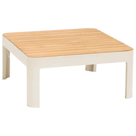 Contemporary Outdoor Square Coffee Table with Natural Teak Wood Top