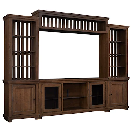 Contemporary Entertainment Center with Adjustable Shelving and Wire Management