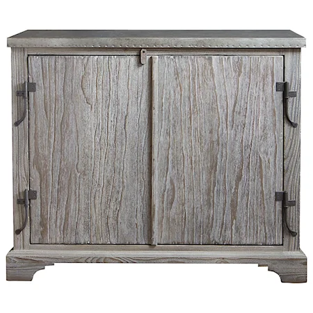 44" Rustic Solid Wood Cabinet with Hand-Tacked Tin Top