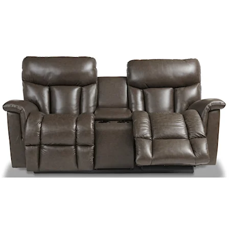 Casual Wall Saver Reclining Loveseat with Cupholder Storage Console