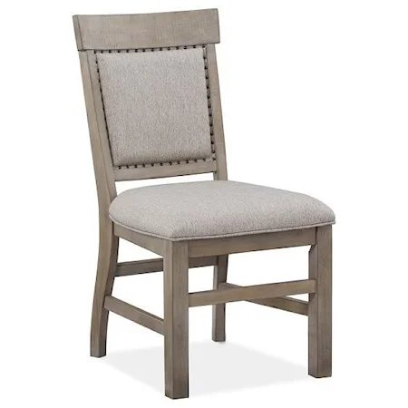 Upholstered Dining Side Chair with Decorative Carvings
