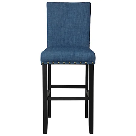 Transitional Upholstered Bar Stool with Nailhead Trim
