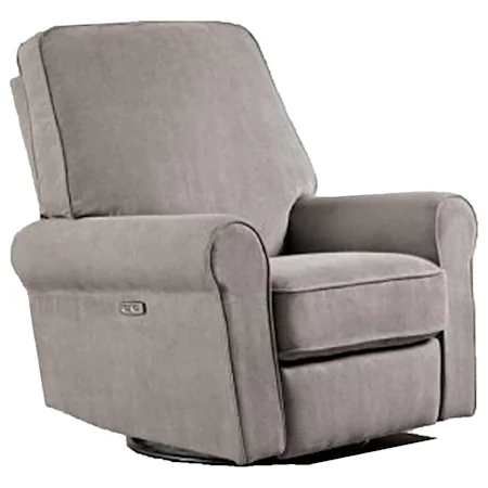 Transitional Swivel Glider Rocker Recliner with Rolled Arms