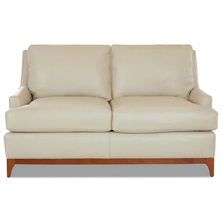 Contemporary Loveseat with Wood Base