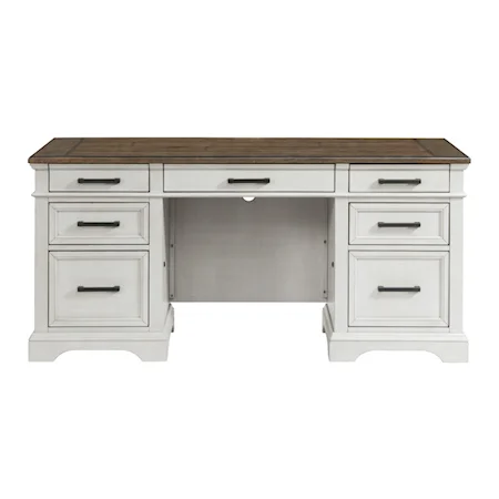 Cottage Executive Desk with Locking File Drawers