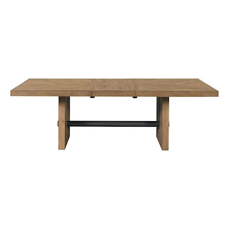 Mid-Century Modern Trestle Dining Table with Leaf