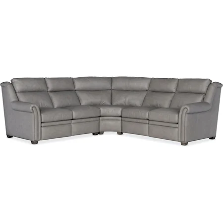 Transitional 4-Seat Power Reclining Sectional Sofa with Power Headrests