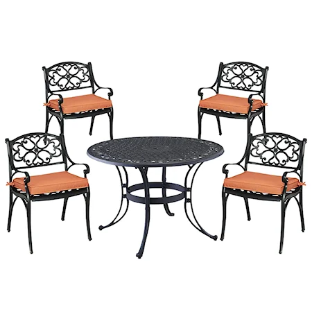 Traditional 5 Piece Outdoor Dining Set with Cushions