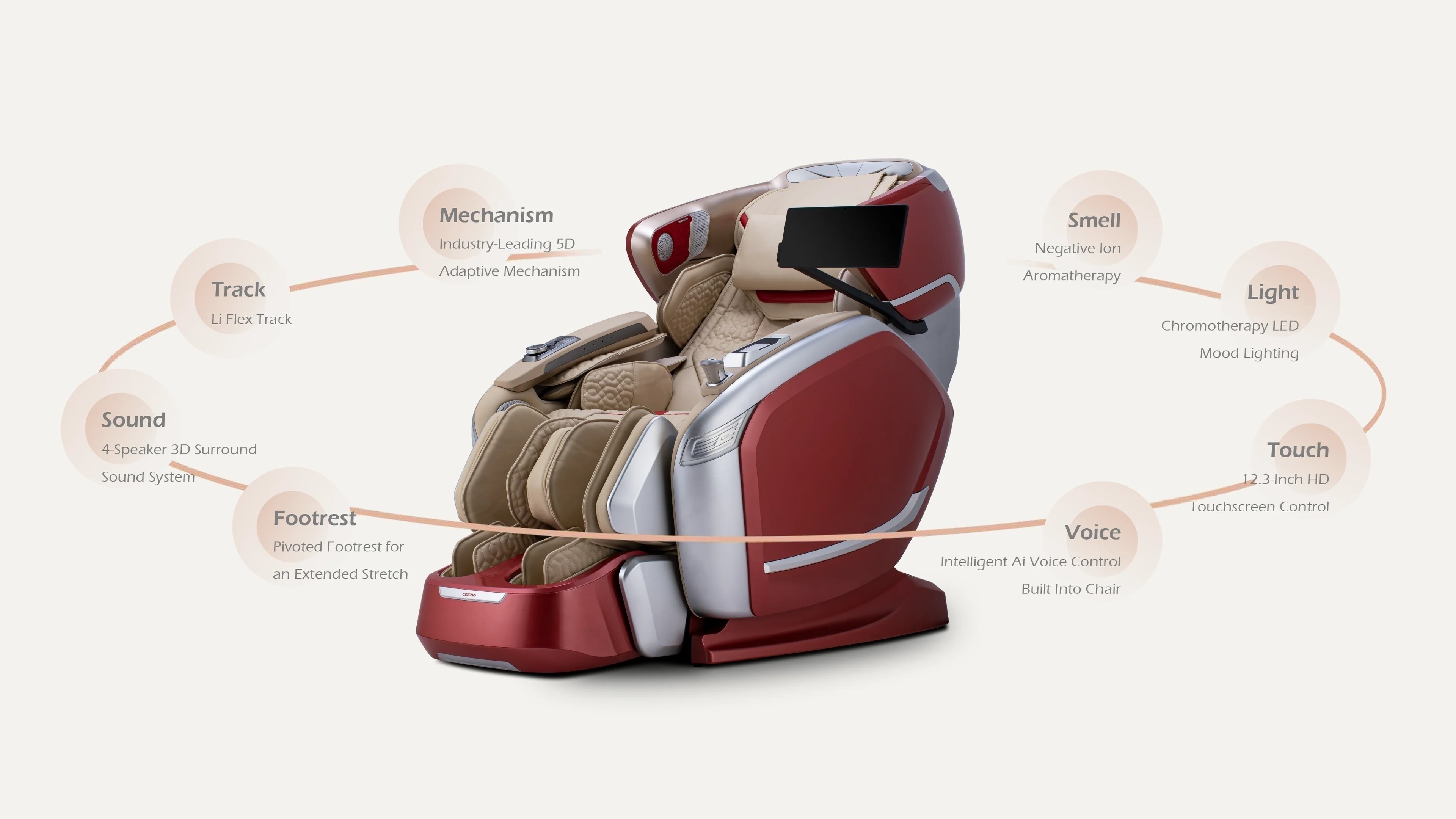 Cozzia Quantum CZ-800-CHAMPAGNE-PKG Massage Chair | HomeWorld