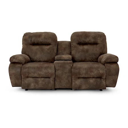 Casual Space Saver Loveseat with Cupholder Console