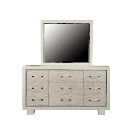 9 Drawer Dresser with Polished Nickel Details