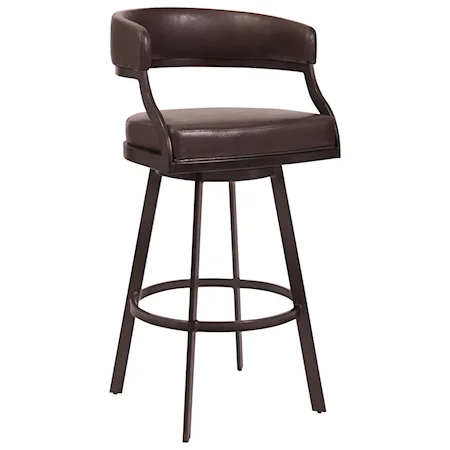 Modern 26" Counter Height Barstool in Auburn Bay with Brown Faux Leather