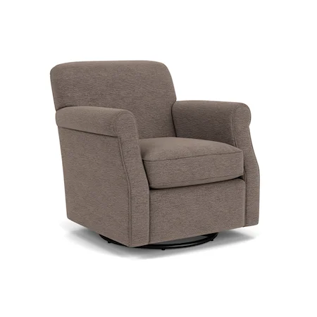 Casual Swivel Chair with Rolled Arms