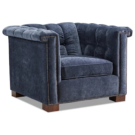 Transitional Chesterfield Chair with Channeled Back