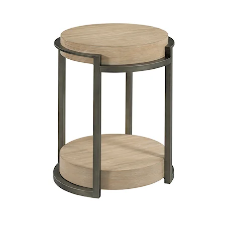 Contemporary Round Martini Table with Wood Shelf