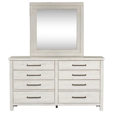 Contemporary 8-Drawer Dresser and Mirror Set