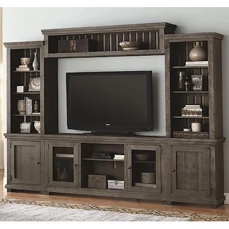 Distressed Finish Wall Unit with 68" TV Console