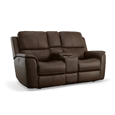 Power Reclining Loveseat with Power Headrest, Power Lumbar Support and Console