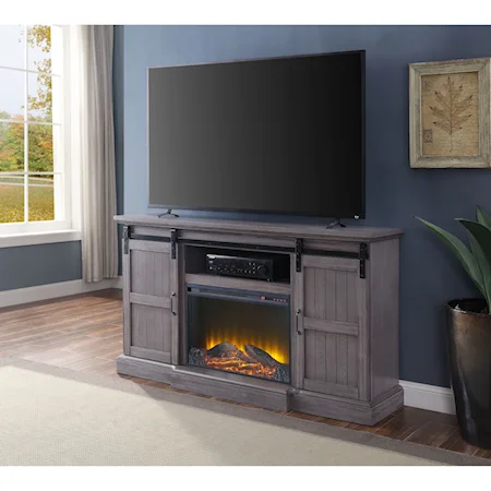 Relaxed Vintage TV Stand with Built-In LED Fireplace